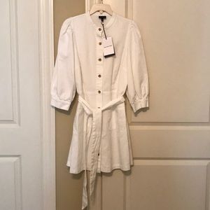 Who What Wear Puff 3/4 Sleeve Button Down Dress